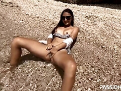 Amateur, Playa, Belleza, Mamada, Garganta profunda, Hembra, Al aire libre, Tetas