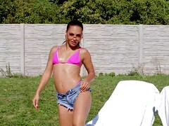 美女, フェラチオ, 茶髪の, ハードコア, 下着, ハメ撮り