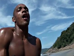 Anal, Playa, Negro, Pareja, Ébano, Gay, Sexo duro, Al aire libre