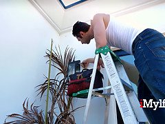 Latina MILF Squats On The Painters Dick To Avoid A Law Suit