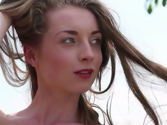 ブロンド, ドレス, 軟体, アウトドア, 小柄, プール, ガリガリ, 一人