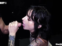 GloryholeSecrets - Brunette Inked Babe Loves Deepthroating Cocks