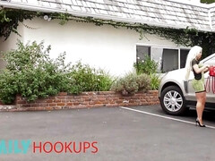 美女, デカ尻, デカチン, デカパイ, ブロンド, フェラチオ, カップル, 淫乱熟女