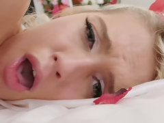 Lieveling, Slaapkamer, Blond, Pijpbeurt, Rondborstig, Hd, Spuiten, Kousen