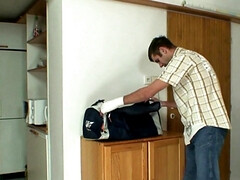 デカパイ, ブロンド, フェラチオ, 浮気者, 彼女, 下着, 熟年, 母