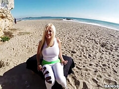 Strand, Grosser arsch, Grosser schwanz, Grosse titten, Blondine, Hd, Pov, Strümpfe