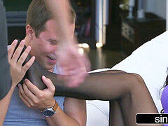 フェラチオ, 茶髪の, 足, 開帳, オマンコ, タトゥー