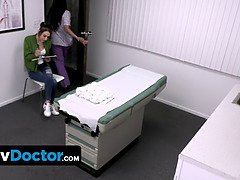 Horny Doctor bangs petite patient hard and deep with her tight pussy