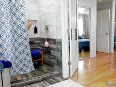 Salle de bains, Chambre à dormir, Sucer une bite, Brunette brune, Hôtel, Léchez, Chatte