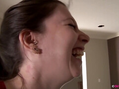 Pijpbeurt, Bruinharig, Rondborstig, Diep in de keel, Harig, Hd, Lesbisch, Kut duiken