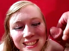 ブロンド, イギリス人, ぶっかけ, イく瞬間, 顔射, ティーン