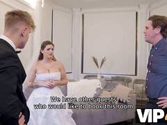 Watch the wedding manager bang the tattooed bride in front of her cuckold husband