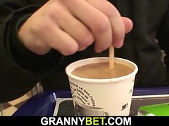Young boy picks up huge boobs hairy grandma