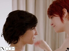 Блондинки, Парочка, Сперма на лице, Лизание, Киски, Рыжие, Наездница, Порка