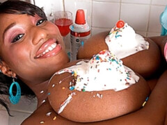 Gorda, Negro, Ébano, Comida, Cocina, Masturbación, Madres para coger, Solo