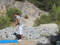 Брюнетки, Сперма на лице, На природе