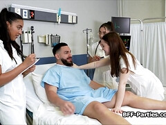 Hospital room foursome with naughty doctors