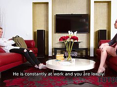 Handsome heartbreaker fucks the physics tutor on the red couch