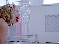 Skinny Pale Blonde With Pink Dildo Masturbating - Sky Pierce Pink Pussy - amateur solo