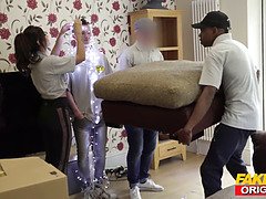 デカチン, デカパイ, フェラチオ, なめる, 母, 叫ぶ, ティーン, 三人