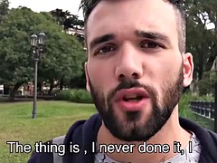 Bearded newbie enjoys rough drilling after blowjob