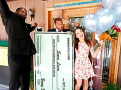 お尻, 茶髪の, バック, ダブル開発, 毛深い, 手コキする, 3p男男女, 三人