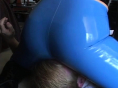 Couple of sweethearts tie a boy up and dominate him all over