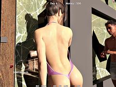 3d, ビーチ, カップル, 中出し, ハードコア