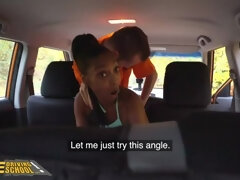 FakeDrivingSchool Ebony Brit Asia Rae Gets Stuck and Fucked