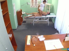 Amateur, Mamada, Corrida, Médico, Estilo perrito, Oficina, Uniforme, Voyeur