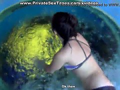Sexy cutie hot couple porn scenes in the aqua park