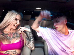 美女, ブロンド, フェラチオ, 茶髪の, 三人