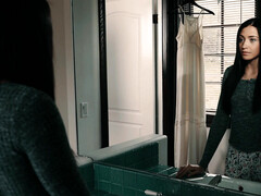 Tussi, Braunhaarige, Paar, Spermaladung, Aufs gesicht abspritzen, Küssen, Natürlichen titten