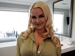 The sexy blonde cougar is giving her all in point of view
