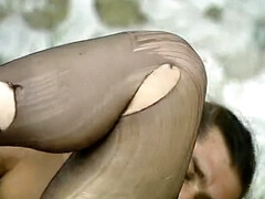 Grote kont, Grote mammen, Rondborstig, Natuurlijke tieten, Buiten, Openbaar, Roodharige vrouw, Tieten likken