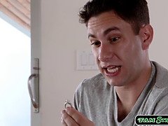 Kont, Mooi, Blond, Rondborstig, Diep in de keel, Handbeurt, Hd, Tiener