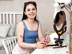 Enthousiasteling, Kont, Bruinharig, Masturbatie, Mager, Alleen, Strippen, Tiener