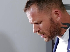 美女, デカチン, 浮気者, イマラチオ, ハードコア, オフィス, タトゥー, オッパイの