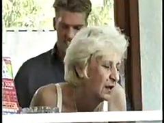Mind melting tight bodied gray haired granny pounded hard in kitchen: Blowjob, Milf  Blonde Porn
