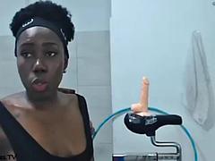 EBONYSAVAGE ride a dildo bike