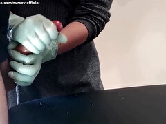 Sperma shot, Lul, Dominante vrouw, Fetisj, Handschoenen, Handbeurt, Verpleegster, Sperma