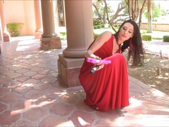 Anal, Robe, Talons, Orgasme, Public, Solo, Gicler, Jouets