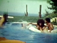 Outdoor vintage pool sex party