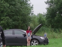 フェラチオ, 茶髪の, 車, カワイイ, ハードコア, Hd, 濡れ