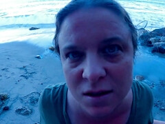 Playa, Acercamiento, Corrida, Familia, Marido, Al aire libre, Pov, Público