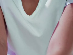 Massaging big tits MILF enjoys eating oiled up hairy cunt