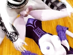 Monster High Halloween Fuck: Elissabat & Rochelle Goyle Vampire Sex Creampie