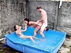 Naughty Stepsisters Pool Party Anal Threesome Teen Latina