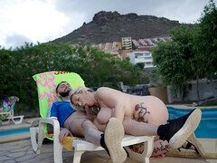 In den arsch, Arsch, Grosse titten, Blondine, Spermaladung, Hardcore, Hd, Im freien