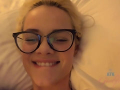 Good thing she was wearing those glasses because you came on her face